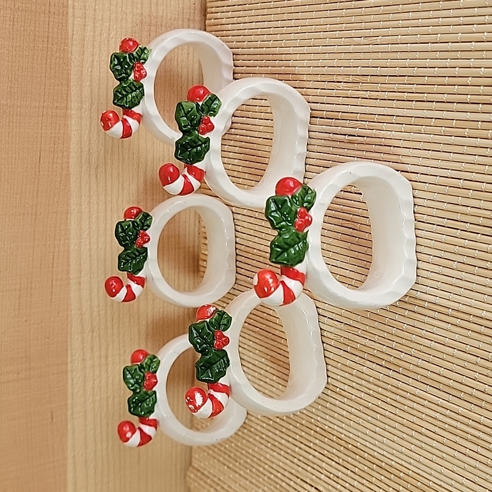 Vintage Candy Cane Napkin Rings Set of 6